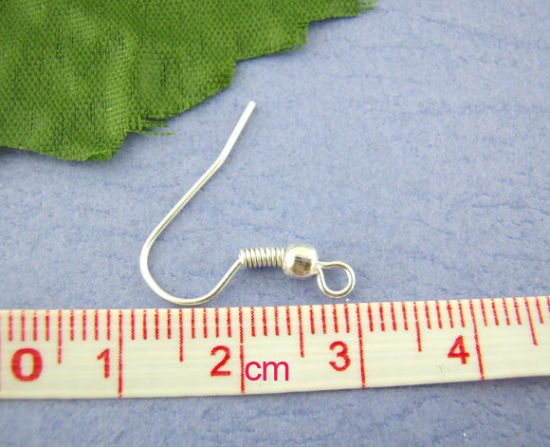 亜鉛合金 イヤリングフック 曲げ 銀メッキ 18mm x 19mm、 ワイヤーサイズ:（21ゲージ）、200 PCs の画像