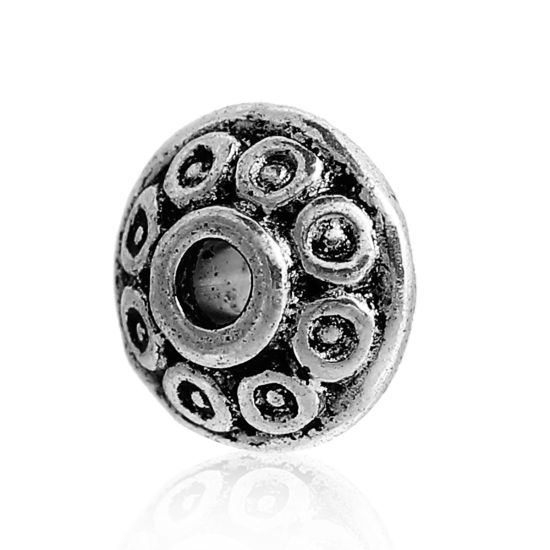 Image de Perles Bicônes en Alliage de Zinc UFO Argent Vieilli 6mm x4mm, Taille de Trou: 1.1mm, 100 Pcs