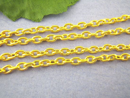 Picture of 5 M (Approx 16.4 Foot) Iron Based Alloy Link Cable Chain Findings Gold Plated 4x3mm