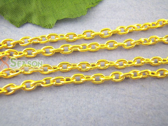 Picture of 5 M (Approx 16.4 Foot) Iron Based Alloy Link Cable Chain Findings Gold Plated 4x3mm