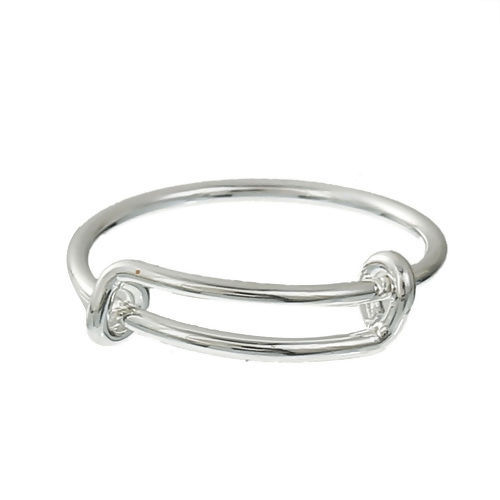 Image de Bague Réglable en Laiton Rond Argent Mat 15.9mm (Taille d'US: 5.25), 2 Pcs
