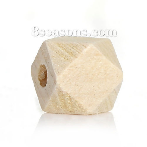 檜木材 ビーズ 正方形 自然な色 ファセット・カット 約 10mm x 10mm、 穴：約 3mm-3.5mm、 30 個 の画像