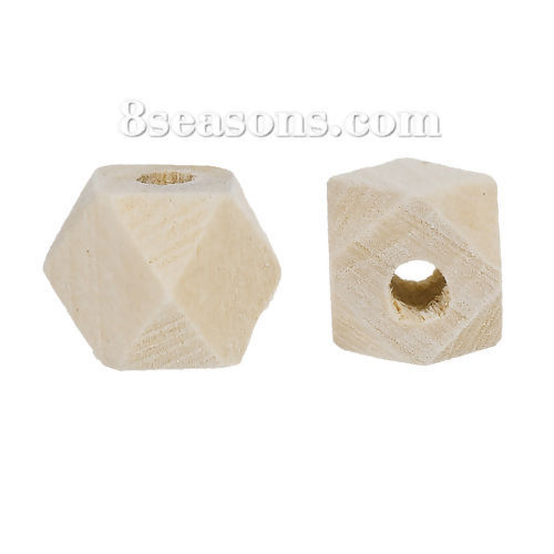 檜木材 ビーズ 正方形 自然な色 ファセット・カット 約 10mm x 10mm、 穴：約 3mm-3.5mm、 30 個 の画像