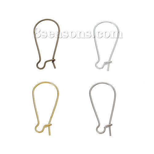 Picture of Zinc Based Alloy Ear Wire Hooks Earring Findings Mixed 25mm x 11mm - 24mm x 11mm, Post/ Wire Size: (21 gauge), 200 PCs