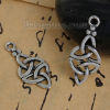 Picture of Brass Charms Celtic Knot Antique Silver Color Hollow 27mm(1 1/8") x 11mm( 3/8"), 3 PCs