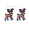 Picture of Natural Wood Sewing Buttons Scrapbooking 2 Holes Christmas Reindeer Brown 35mm(1 3/8") x 27mm(1 1/8"), 30 PCs
