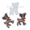Picture of Natural Wood Sewing Buttons Scrapbooking 2 Holes Christmas Reindeer Brown 35mm(1 3/8") x 27mm(1 1/8"), 30 PCs
