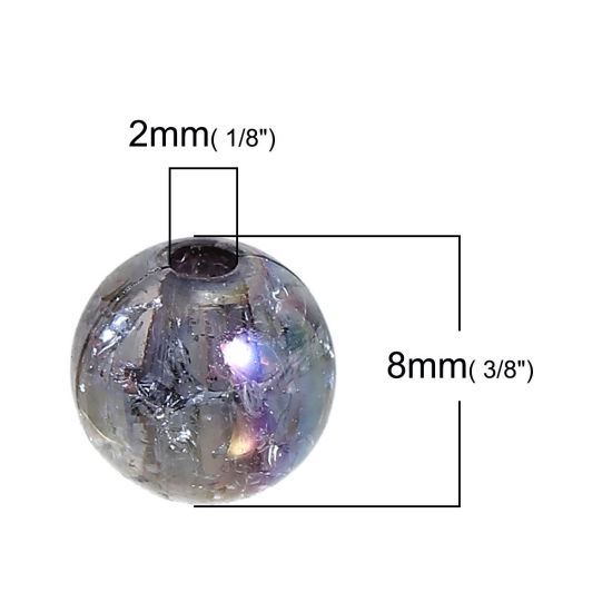 アクリル スペーサー ビーズ ボール グレー ABカラー クラックル 約 8mm直径、 穴：約 2mm、 200 個 の画像