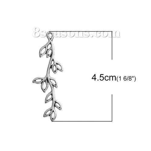 Image de Pendentif en Alliage de Zinc Branches Argent Vieilli 45mm x 15mm, 10 Pcs