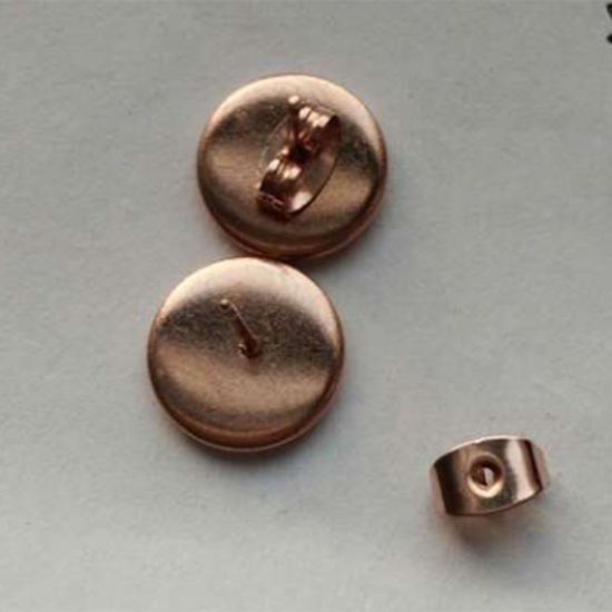 ステンレス鋼 ピアス 円形 ローズゴールド 丸皿 ( 12mmに適応) 14mm x 13mm、 ワイヤーサイズ:（21ゲージ）、2 個 の画像