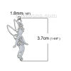 Picture of Zinc Based Alloy Pendants Fairy Silver Tone White Clear Rhinestone Enamel Hollow 37mm(1 4/8") x 17mm( 5/8"), 3 PCs