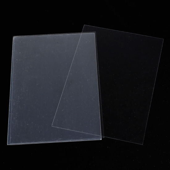 Image de Plastique Dingue/Fou en Plastique Rectangle Transparent 29cm x 20cm, 3 Pcs