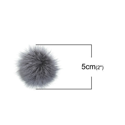 Imagen de Bolas Pompón Visón , gris Oscuro con Círculos 50mm 1 Unidad