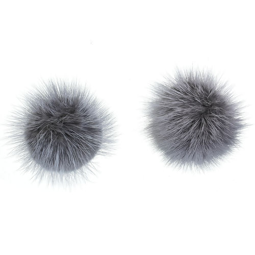 Imagen de Bolas Pompón Visón , gris Oscuro con Círculos 50mm 1 Unidad