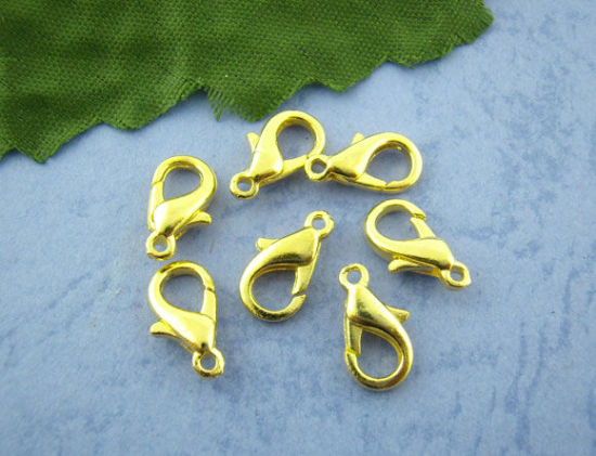 Image de Fermoir Mousqueton en Alliage de Zinc Doré 12mm x 7mm, 100 Pcs