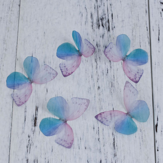 Image de Papillon Éthéré en Organza Bleu 50mm x 35mm, 5 Pcs