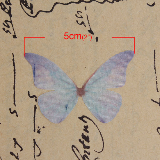 Image de Papillon Éthéré en Organza Bleu 50mm x 35mm, 5 Pcs