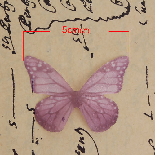 Image de Papillon Éthéré en Organza Violet 50mm x 35mm, 5 Pcs