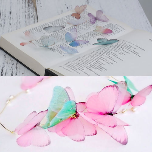 Image de Papillon Éthéré en Organza Violet 50mm x 35mm, 5 Pcs
