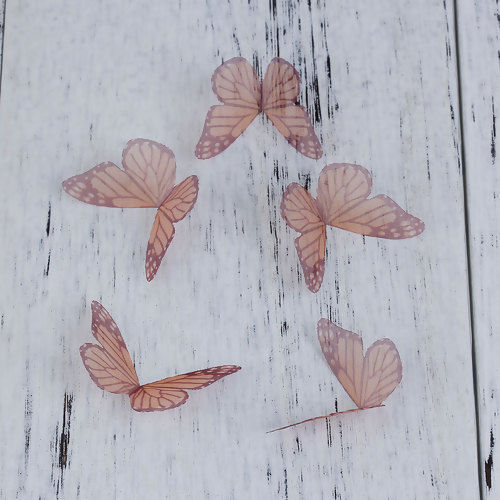 Image de Papillon Éthéré en Organza Orange 50mm x 25mm, 5 Pcs