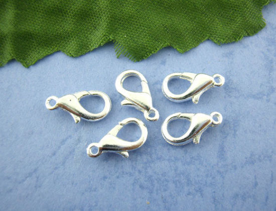 Image de Fermoir Mousqueton en Alliage de Zinc Argenté 12mm x 6mm, 100 Pcs