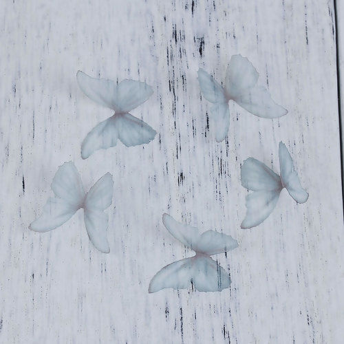 Image de Papillon Éthéré en Organza Bleu Gris 30mm x 22mm, 5 Pcs