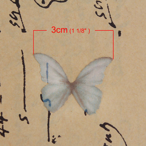 Image de Papillon Éthéré en Organza Bleu Gris 30mm x 22mm, 5 Pcs
