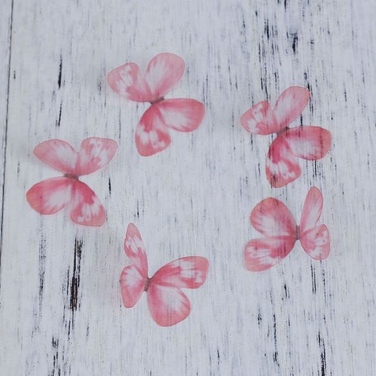 Image de Papillon Éthéré en Organza Bleu Gris 30mm x 22mm, 5 Pcs