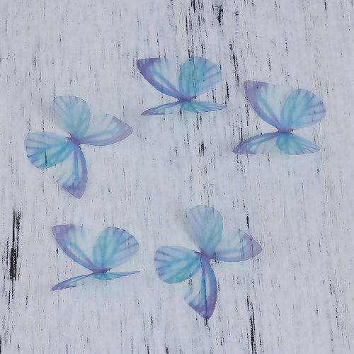Image de Papillon Éthéré en Organza Violet 30mm x 25mm, 5 Pcs