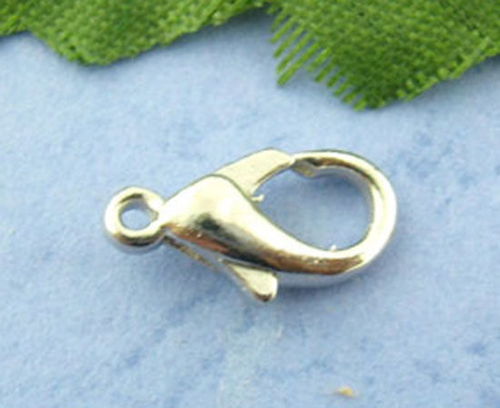 Image de Fermoir Mousqueton en Alliage de Zinc Argent Mat 12mm x 6mm, 100 Pcs
