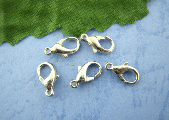 Image de Fermoir Mousqueton en Alliage de Zinc Argent Mat 12mm x 6mm, 100 Pcs