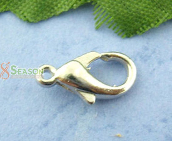 Image de Fermoir Mousqueton en Alliage de Zinc Argent Mat 12mm x 6mm, 100 Pcs