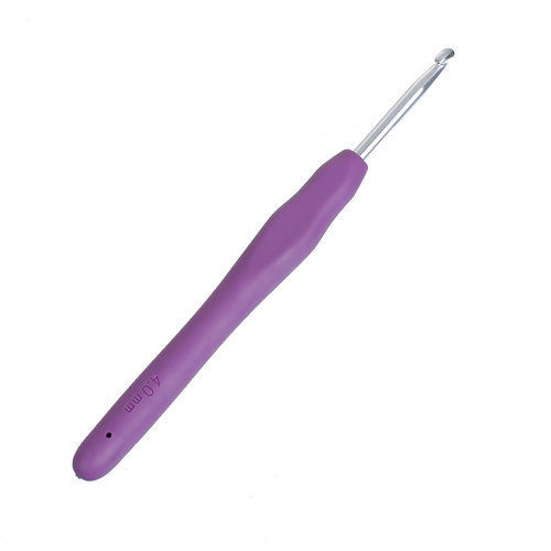 Image de Aiguilles Crochets en TPR Aluminium Violet 4mm Gros, 13.7cm long, 2 Pcs