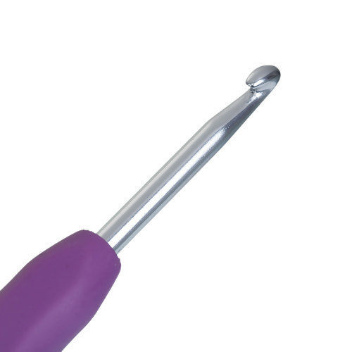 Image de Aiguilles Crochets en TPR Aluminium Violet 4mm Gros, 13.7cm long, 2 Pcs