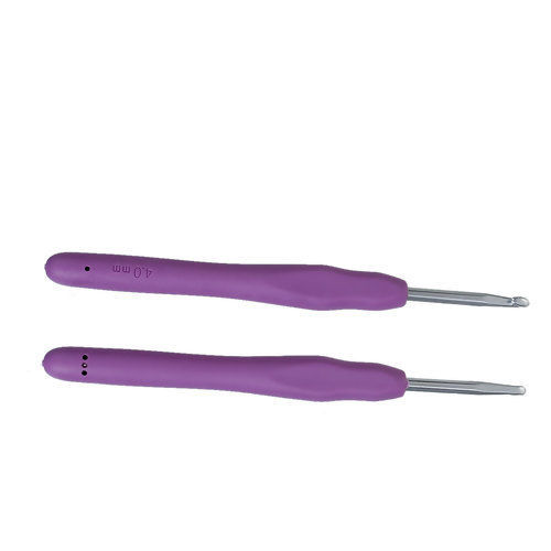 Image de Aiguilles Crochets en TPR Aluminium Violet 4mm Gros, 13.7cm long, 2 Pcs