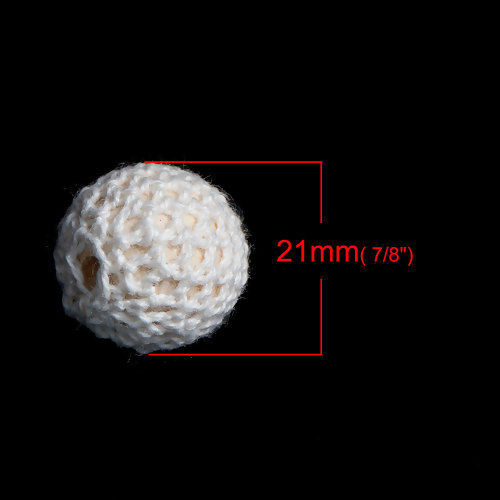ウッドビーズ 円形 オフ白 約 21mm直径、 穴：約 4.3mm、 2 個 の画像