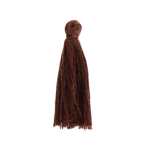 Image de Franges Pompons Glands en Polyester Café 30mm, 5 Pcs