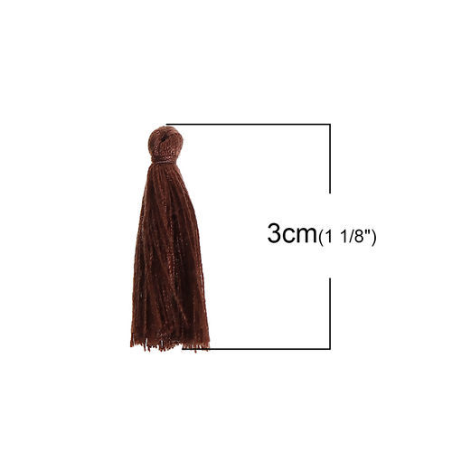 Image de Franges Pompons Glands en Polyester Café 30mm, 5 Pcs