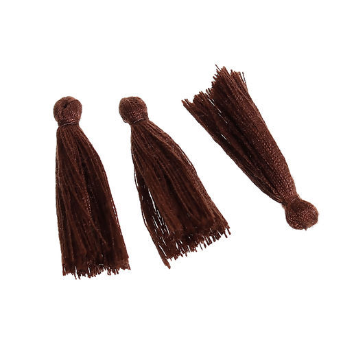 Image de Franges Pompons Glands en Polyester Café 30mm, 5 Pcs