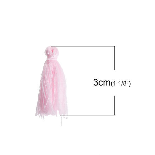 Image de Franges Pompons Glands en Polyester Rose 30mm, 5 Pcs