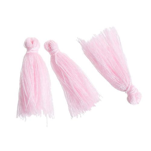 Image de Franges Pompons Glands en Polyester Rose 30mm, 5 Pcs