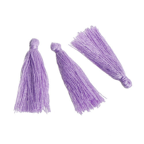 Image de Franges Pompons Glands en Polyester Violet 30mm, 5 Pcs