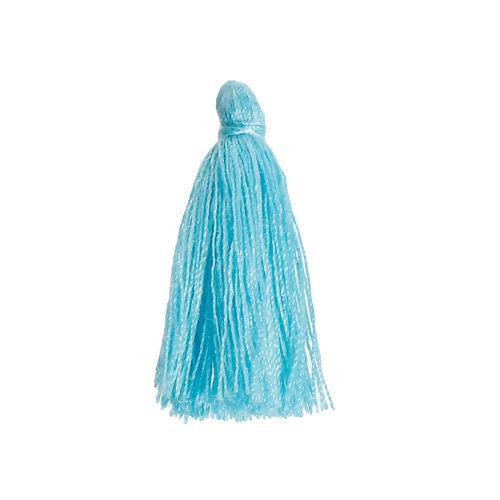 Image de Franges Pompons Glands en Polyester Bleu 30mm, 5 Pcs