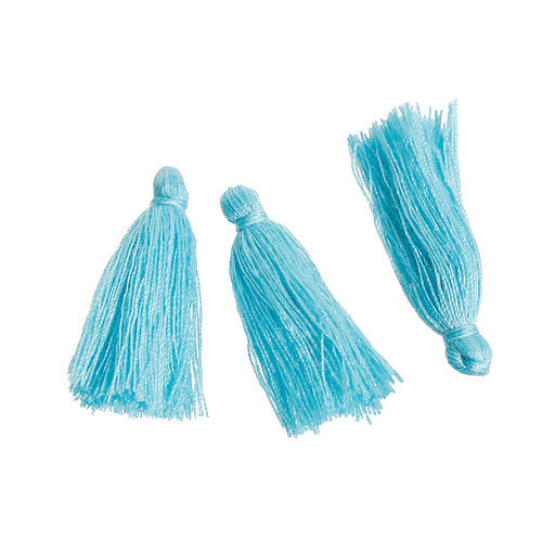 Image de Franges Pompons Glands en Polyester Bleu 30mm, 5 Pcs