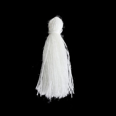 Polyester Tassel White 30mm(1 1/8"), 5 PCs