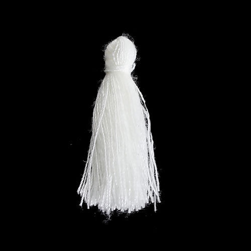 Image de Franges Pompons Glands en Polyester Blanc 30mm, 5 Pcs
