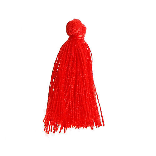Image de Franges Pompons Glands en Polyester Rouge 30mm, 5 Pcs
