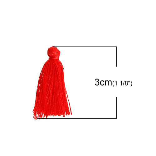 Image de Franges Pompons Glands en Polyester Rouge 30mm, 5 Pcs