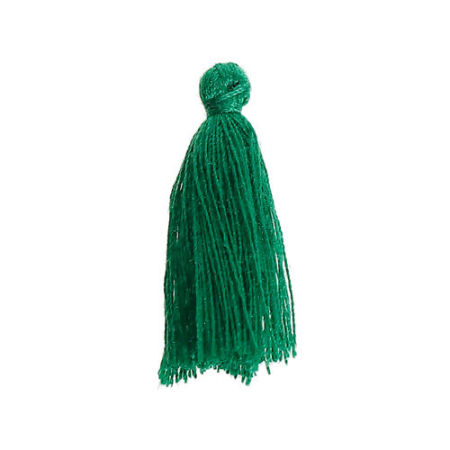 Franges Pompons Glands en Polyester Vert 30mm, 5 Pcs