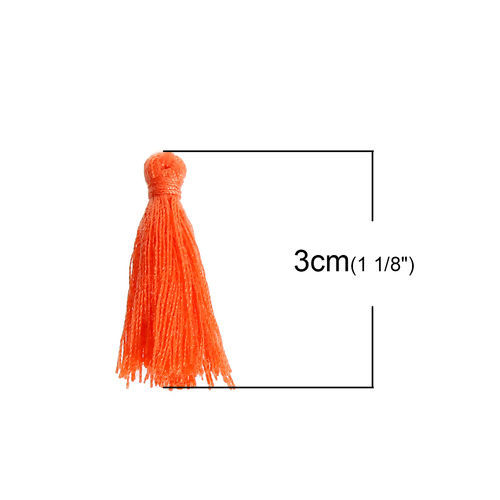 Image de Franges Pompons Glands en Polyester Orange 30mm, 5 Pcs